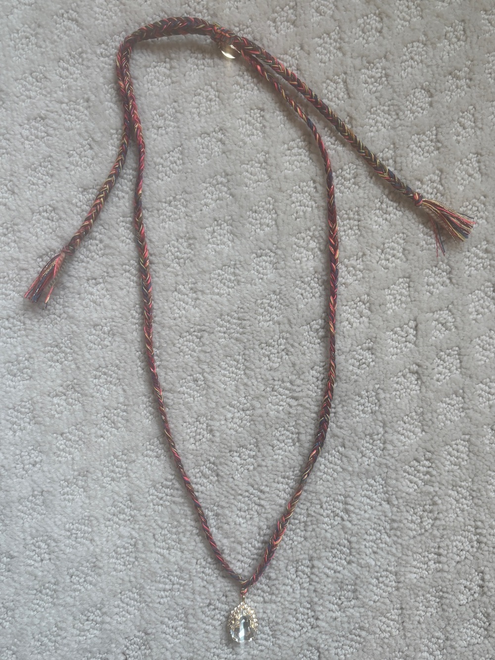 Venessa Arizaga Braided Red and Gold Teardrop Pendant Necklace - Women Jewelry